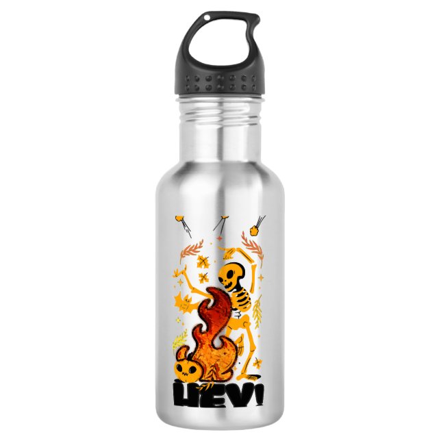 hello Halloween Stainless Steel Water Bottle (Front)