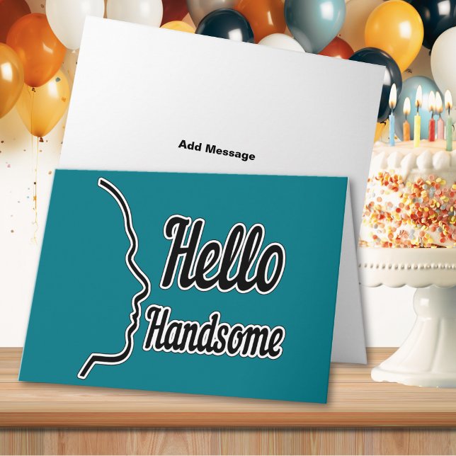Hello Handsome Profile Face Drawing Typography Card (Hello Handsome Profile Face Drawing Typography Card)