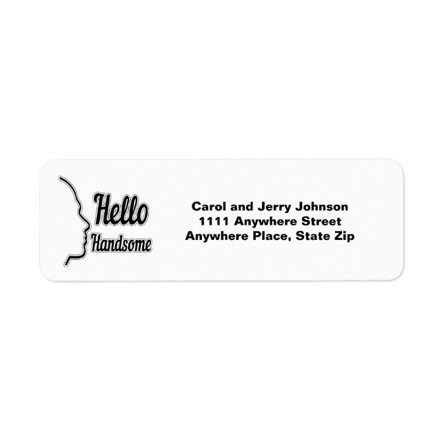 Hello Handsome Profile Face Drawing Typography Label (Front)