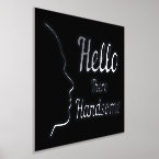 Hello Handsome Profile Face Typography Silver Foil Print