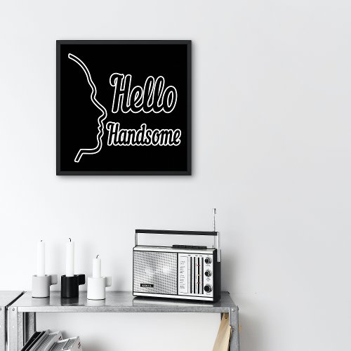 Hello Handsome Profile Face Typography Small Poster