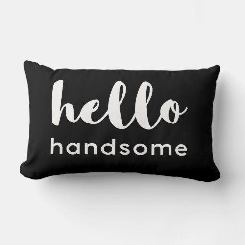 Hello Handsome Reversible Black White Design Lumbar Pillow