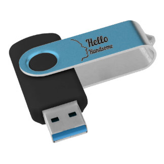 Hello Handsome Typography and Face Profile Outline Flash Drive