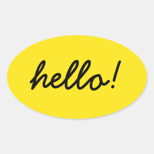 hello happy design oval sticker