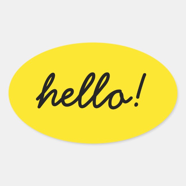 hello happy design oval sticker (Front)