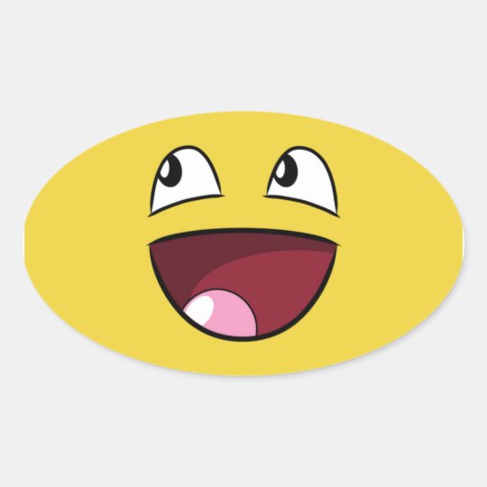 hello happy face oval sticker