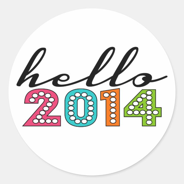Hello Happy New Year 2014 New Year's Eve Sticker (Front)