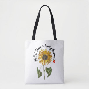 Hello! Have a Lovely Summer - Vintage Sunflower Tote Bag