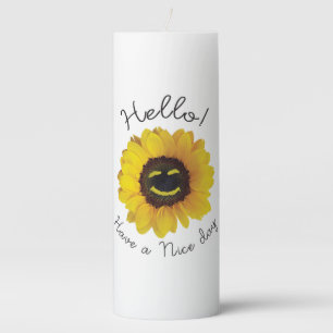 Hello ! Have a nice day Pillar Candle