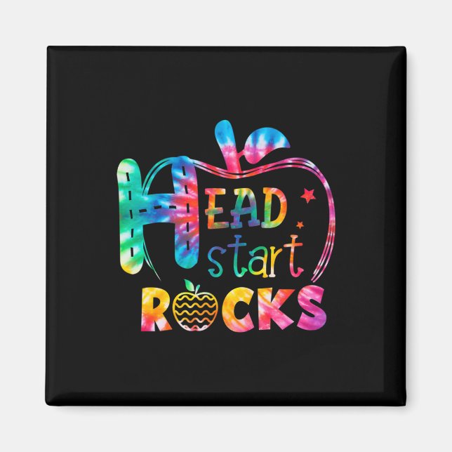 Hello Head Start Rock Tie Dye Back to School Teach Magnet (Front)