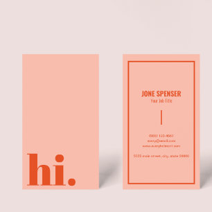 Hello Hi Casual Red & Pink Typography Retro Business Card