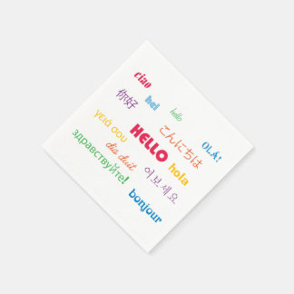 Hello Hi Many Languages Colorful Napkins