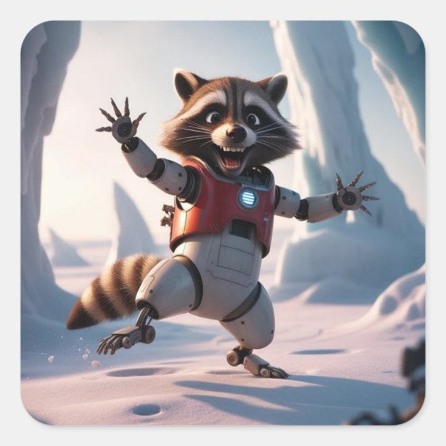 Hello,Hi Raccon  Square Sticker (Front)