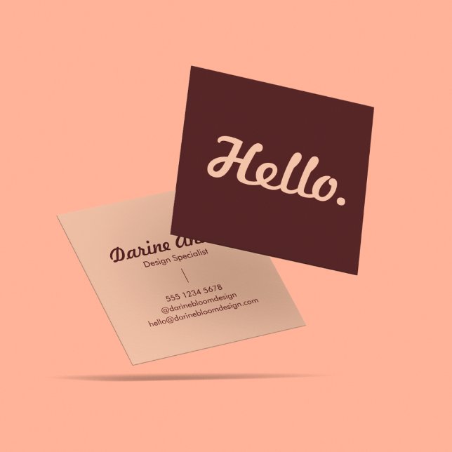 Hello Hi Red & Pink Casual Typography Script  Square Business Card (Creator Uploaded)