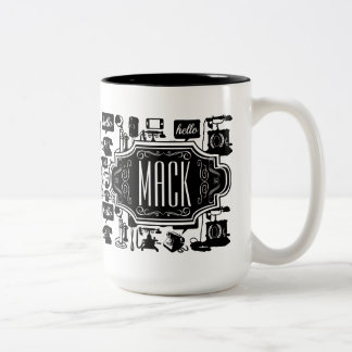 Hello Hipster Retro Telephone Pattern Two-Tone Coffee Mug