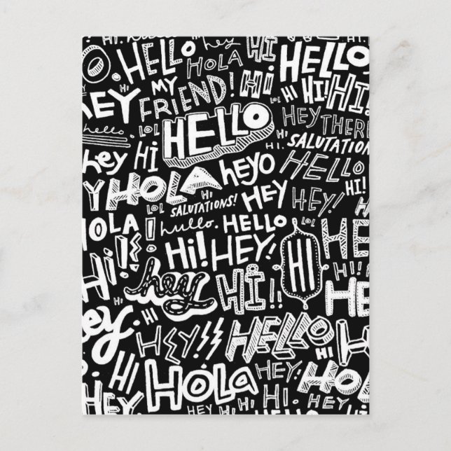 Hello Hola Bonjour Postcard (Front)