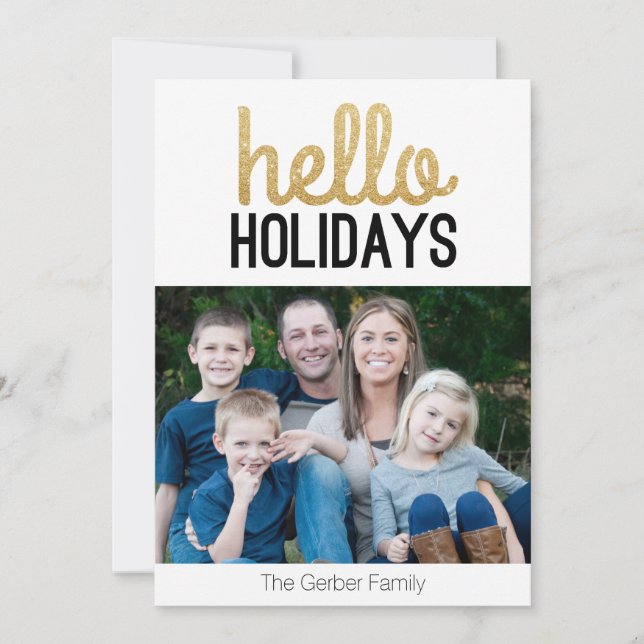 Hello Holidays - Photo Christmas Card (Front)