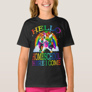 Hello Homeschool Here I Come Unicorn T-Shirt