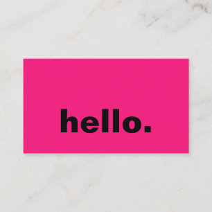 Hello Hot Pink Fuchsia Colorful Typography Custom Business Card