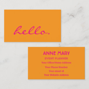 Hello Hot Pink Orange Colorful Bright Boho 2026 Business Card