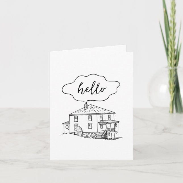 Hello House Blank Letterpress Thank You Card (Front)