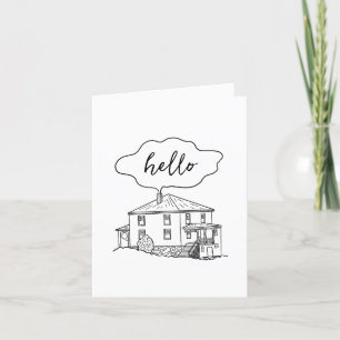 Hello House Blank Letterpress Thank You Card
