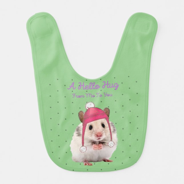 Hello Hug Hamster Baby Bib (Front)