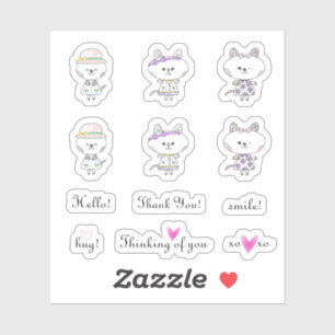 Hello Hug Sweet Sentiments and Cute Cats Set Sticker
