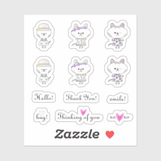 Hello Hug Sweet Sentiments and Cute Cats Set Sticker