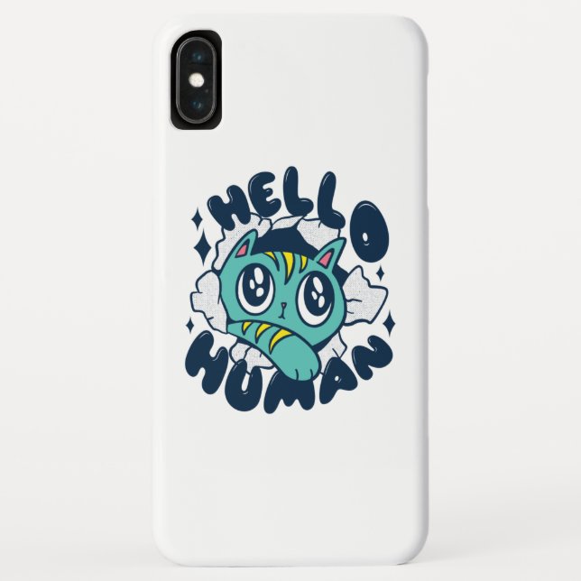 Hello human Cute Cat Case-Mate iPhone Case (Back)