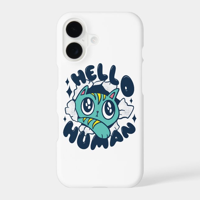 Hello human Cute Cat Iphone Case (Back)