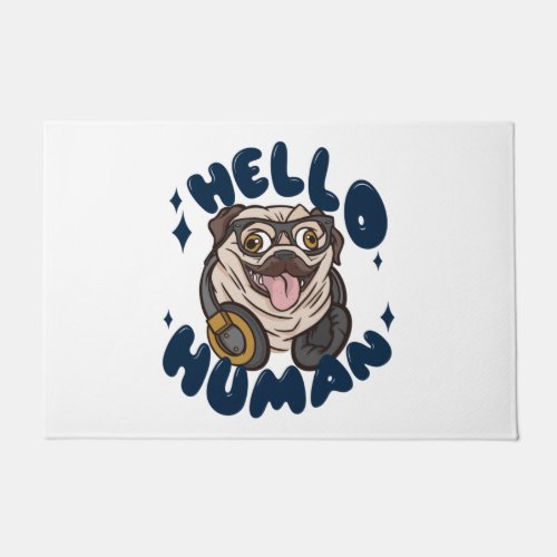 Hello human Cute dog Doormat
