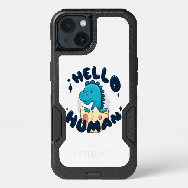 Hello human funny Dinosaur Otterbox iPhone Case (Back)