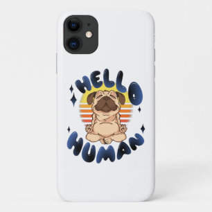 Hello human Meditating yoga dog iPhone 11 Case