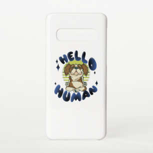 Hello human Meditating yoga dog Samsung Galaxy S10 Case