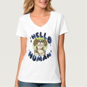 Hello human Meditating yoga dog T-Shirt