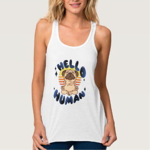 Hello human Meditating yoga dog Tank Top
