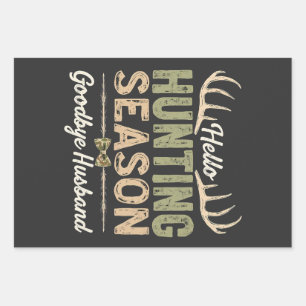 Hello Hunting Season, Goodbye Husband Couples Wrapping Paper Sheets