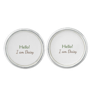 Hello I am Daisy add name text simple minimal y Cufflinks