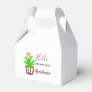 Hello I am new here baby shower kids floral leaf p Favor Boxes