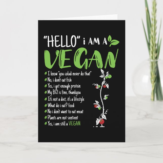 Hello I Am Vegan Card (Front)