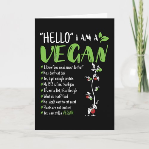 Hello I Am Vegan Card