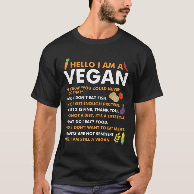 Hello I Am Vegan Vegetable Diet Plant Fueled  T-Shirt (Front)
