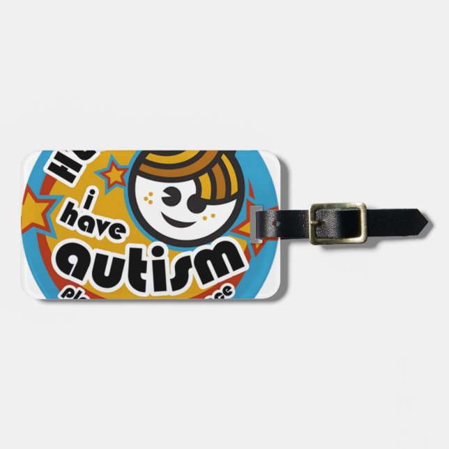 HELLO I HAVE AUTISM - AWARENESS LUGGAGE TAG (Front Horizontal)