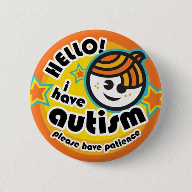 "Hello! I have autism" button (boy1) (Front)