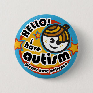 "Hello! I have autism" button (boy2)