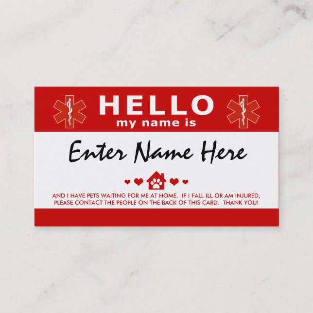 HELLO i have pets waiting for me Business Card (Front)