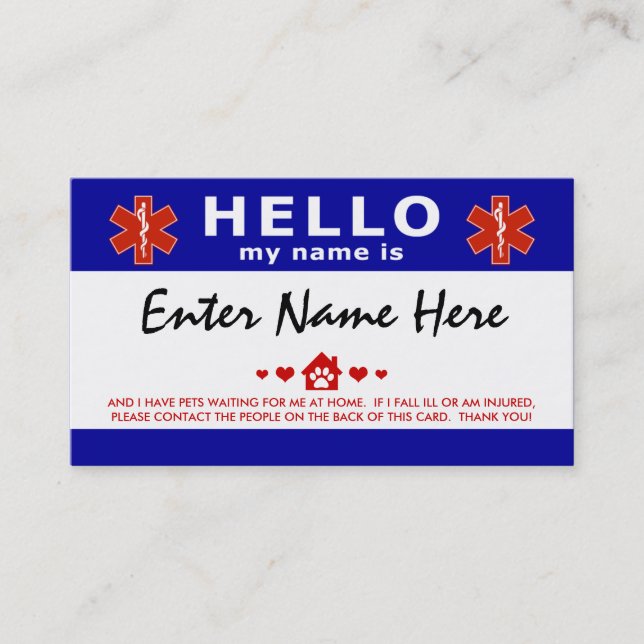 HELLO i have pets waiting for me Business Card (Front)