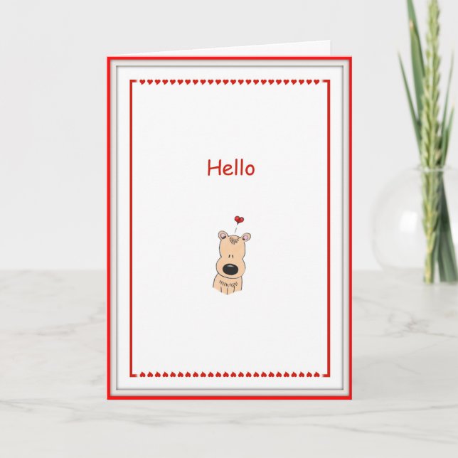 Hello, I Love You Cartoon Bear Card (Front)