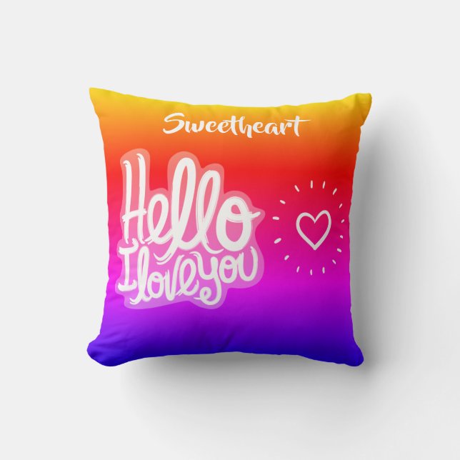 HELLO I LOVE YOU THROW PILLOW (Front)